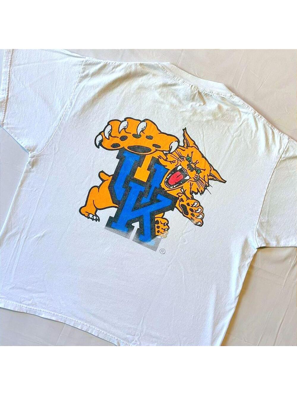 Vintage 90s University of Kentucky Wildcats White T-Shirt UK Collegiate